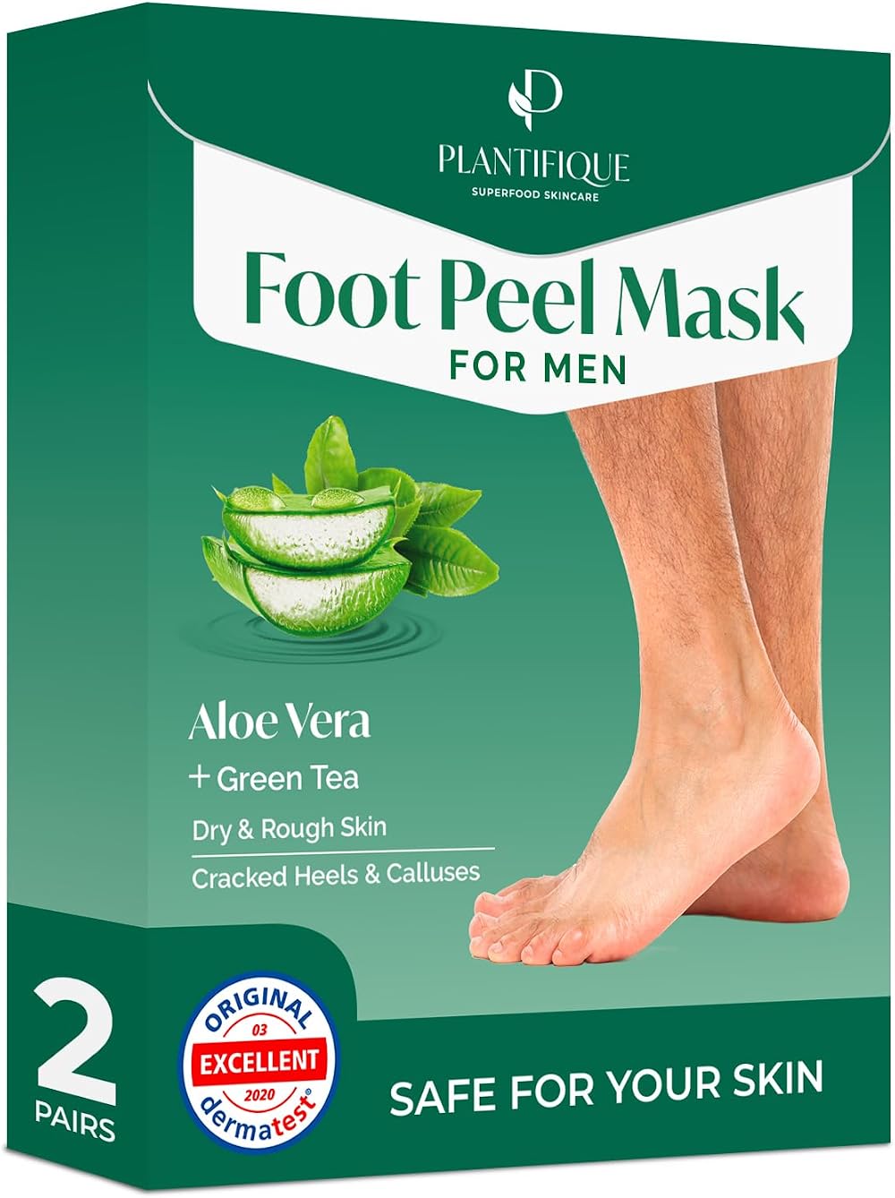 Plantifique Foot Peel Mask 2 Pairs Exfoliating Dermatologist Tested Aloe