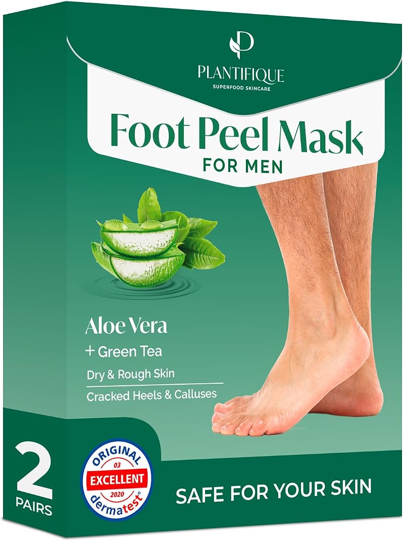 Plantifique Foot Peel Mask 2 Pairs Exfoliating Dermatologist Tested Aloe