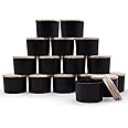 SHOWIN Thick Candle Jars for Making Candles 16 Pcs, 4 OZ Empty Jars with Wood Lids for Candle Making, Sample Container - Dishwasher Safe,Matte Black