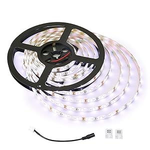 LE 12V LED Strip Light, Flexible, Waterproof, SMD 2835, 16.4ft Tape Light for Home, Kitchen, Under Cabinet and More, Daylight White