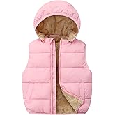 Achiyi Toddler Winter Puffer Vest Fleece Hooded Sleeveless Jacket Padded Down Waistcoat Outwear for Baby Boys Girls