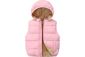 Achiyi Toddler Winter Puffer Vest Fleece Hooded Sleeveless Jacket Padded Down Waistcoat Outwear for Baby Boys Girls