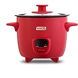 Dash DRCM200GBRD04 Mini Rice Cooker Steamer with Removable Nonstick Pot, Keep Warm Function & Recipe Guide, Red