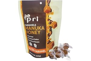 PRI PACIFIC RESOURCES INTERNATIONAL THE ESSENCE OF NEW ZEALAND PRI Manuka Honey Salted Caramels, Sweet and Chewy All Natural Treat, 5oz