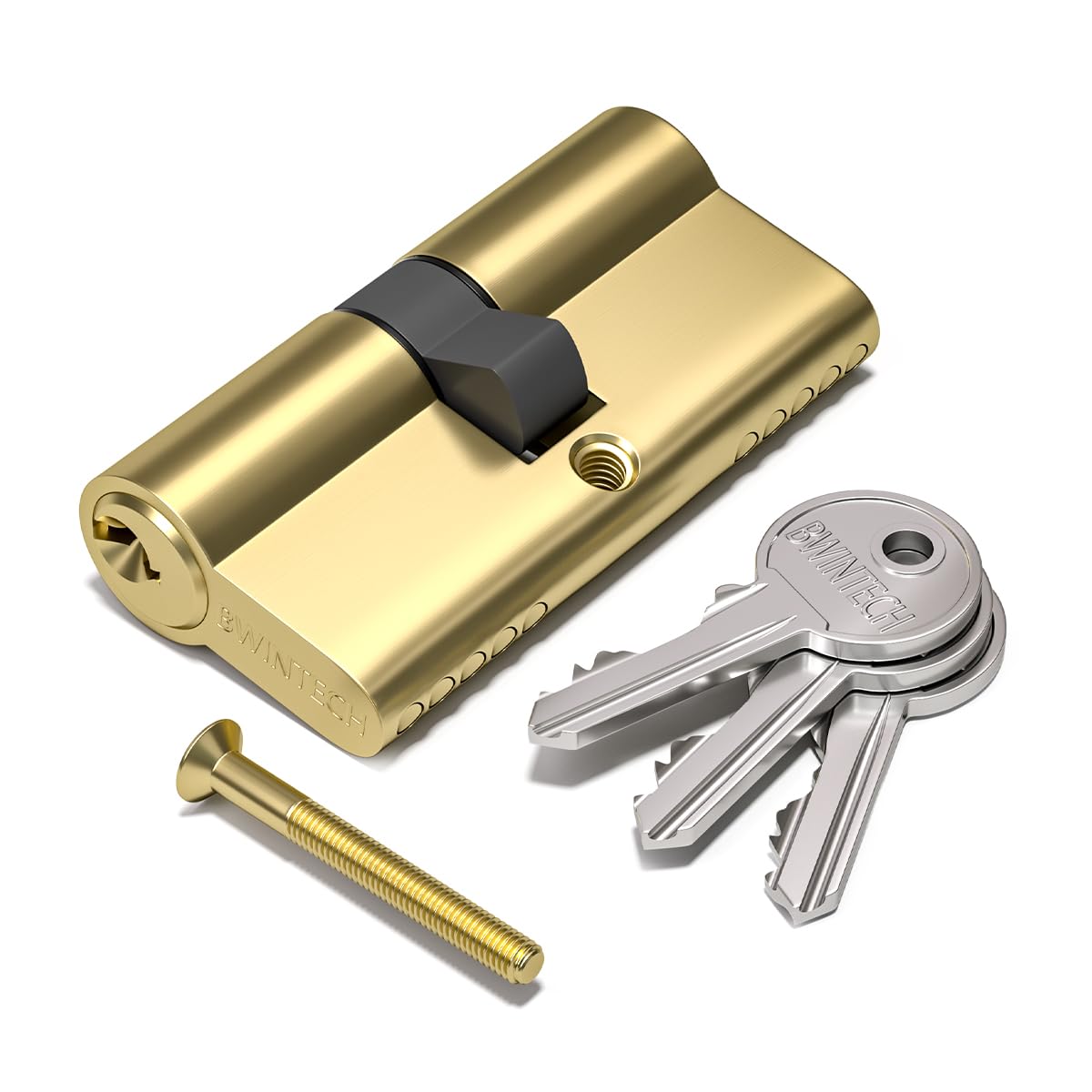 Bwintech 100mm(50/50) Brass Euro Cylinder Lock,Door Barrel Lock,Key/Key with 3 Standard Keys,Anti-Pick,Anti-Bump,Anti Drill,High Security for UPVC,Wooden,Composite Doors