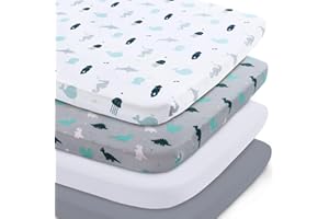 Bassinet Fitted Sheet(33" x 20"), Bassinet Sheets 4 Pack, Compatible with Most Bedside Sleeper Bassinet, Bassinet Sheets with