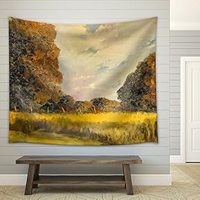 Beautiful Original Landscape Oil on Canvas Painting - Fabric Wall Tapestry Home Decor - 51x60 inches