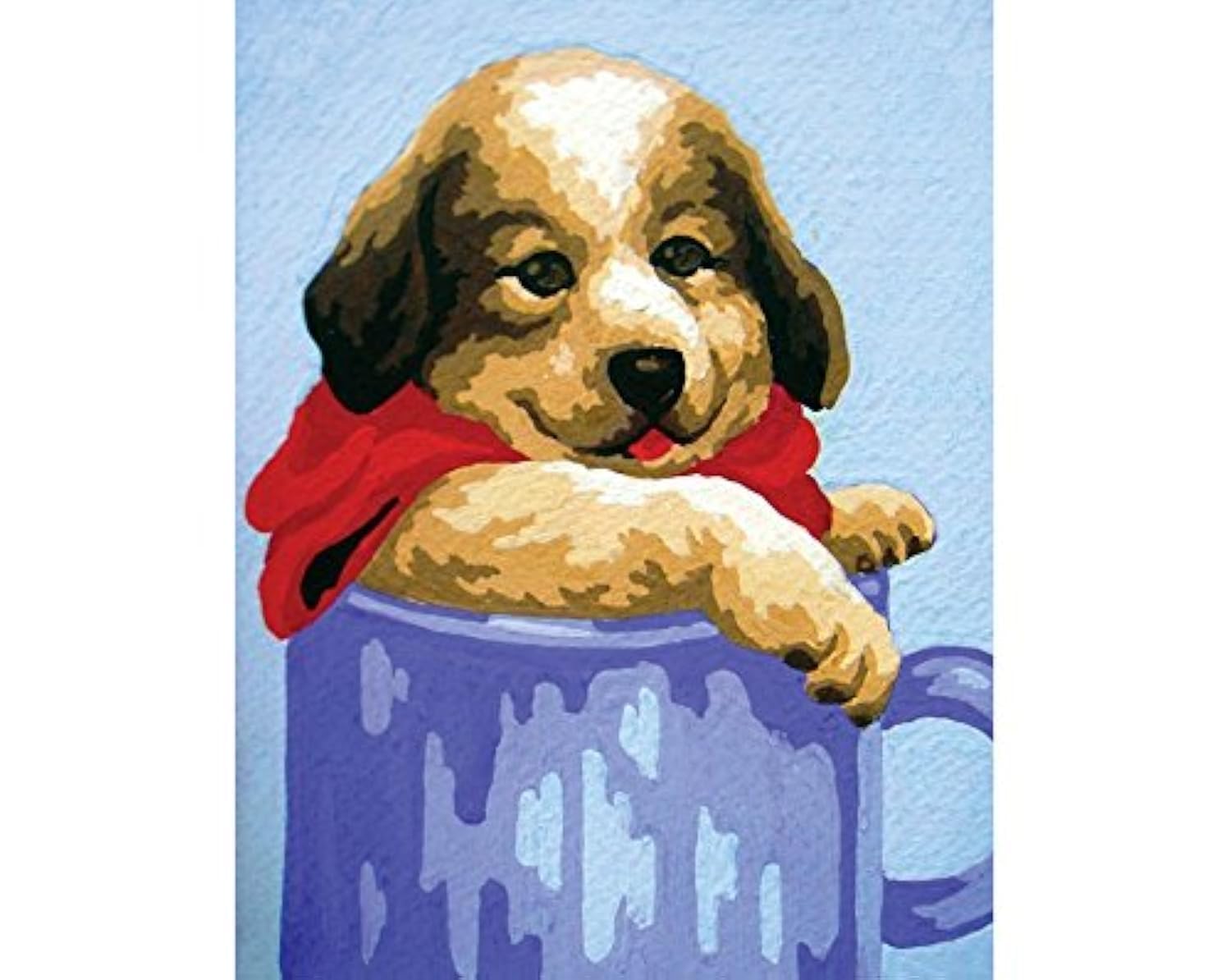 Collection D'Art Tapestry Kit Puppy in Blue Mug, 100% Cotton, Multi-Colour, 20 x 25 x 0.1 cm