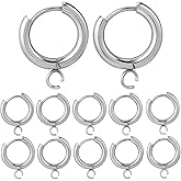 SUNNYCLUE 1 Box 12Pcs Leverback Earring Hooks Bulk Silver French Earring Hooks Earwires Huggie Hoops Stainless Steel Round Lever Backs Ear Wire Earrings Findings with Loops for Jewelry Making Women