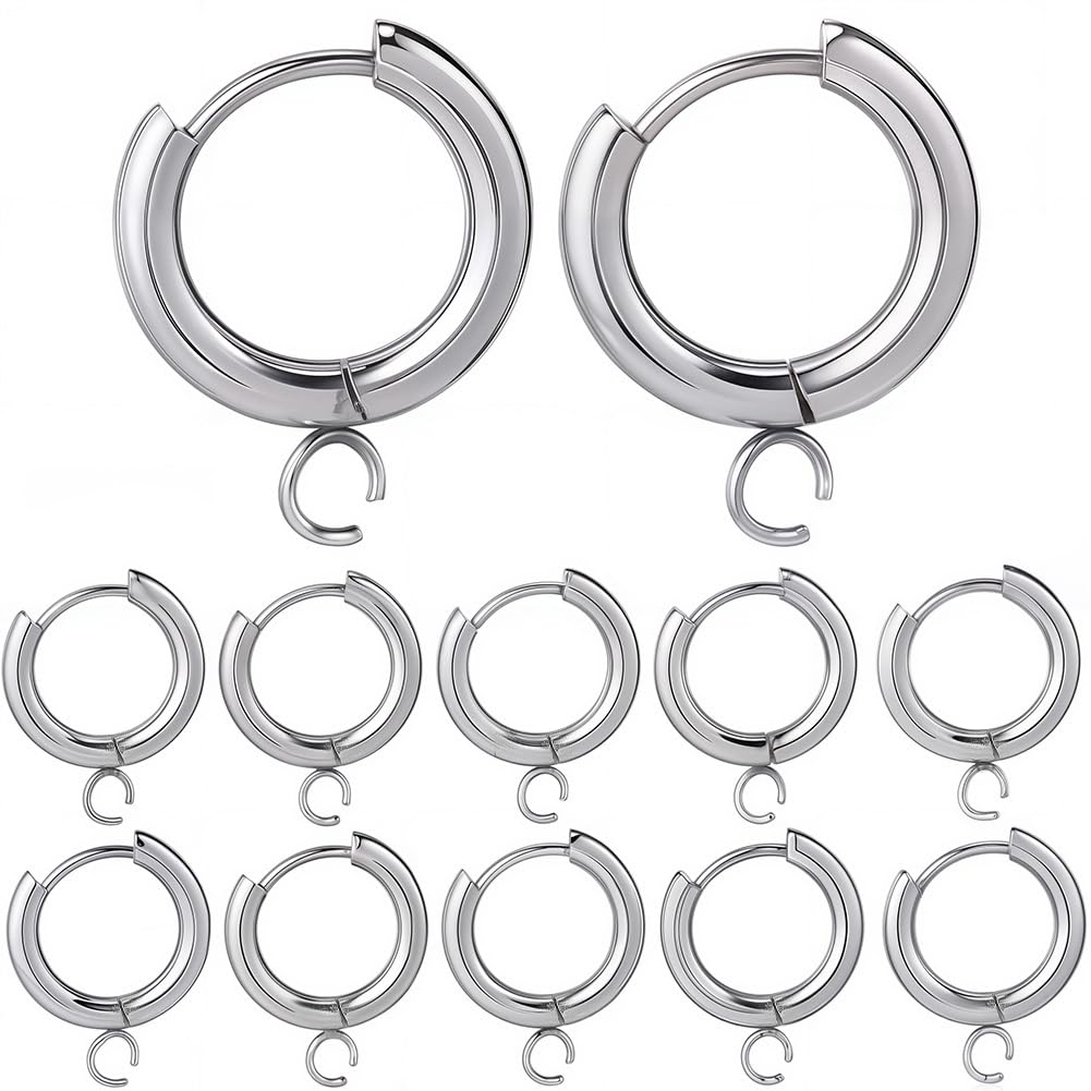 SUNNYCLUE 1 Box 12Pcs Leverback Earring Hooks Bulk Silver French Earring Hooks Earwires Huggie Hoops Stainless Steel Round Lever Backs Ear Wire Earrings Findings with Loops for jewellery Making Women