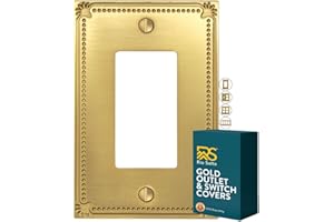 Rio Salto Sunken Pearls Gold Rocker Outlet Covers Light Switch Cover Plate Metal Decorative Wall Plate Outlet Cover Pearl Wall Outlet Electric Outlet Socket Decora Decorator or Receptacle Metal 1-gang