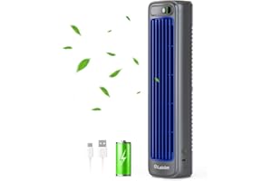 Labiim Desk Fan, Rechargeable Fan for Saving Space, 5000mAh Battery Portable Bladeless Table Fan, 12 Inch Office Fan Small,with 3-Speed Settings, Small Quiet Table Fan for Living Room, Bedroom - Grey