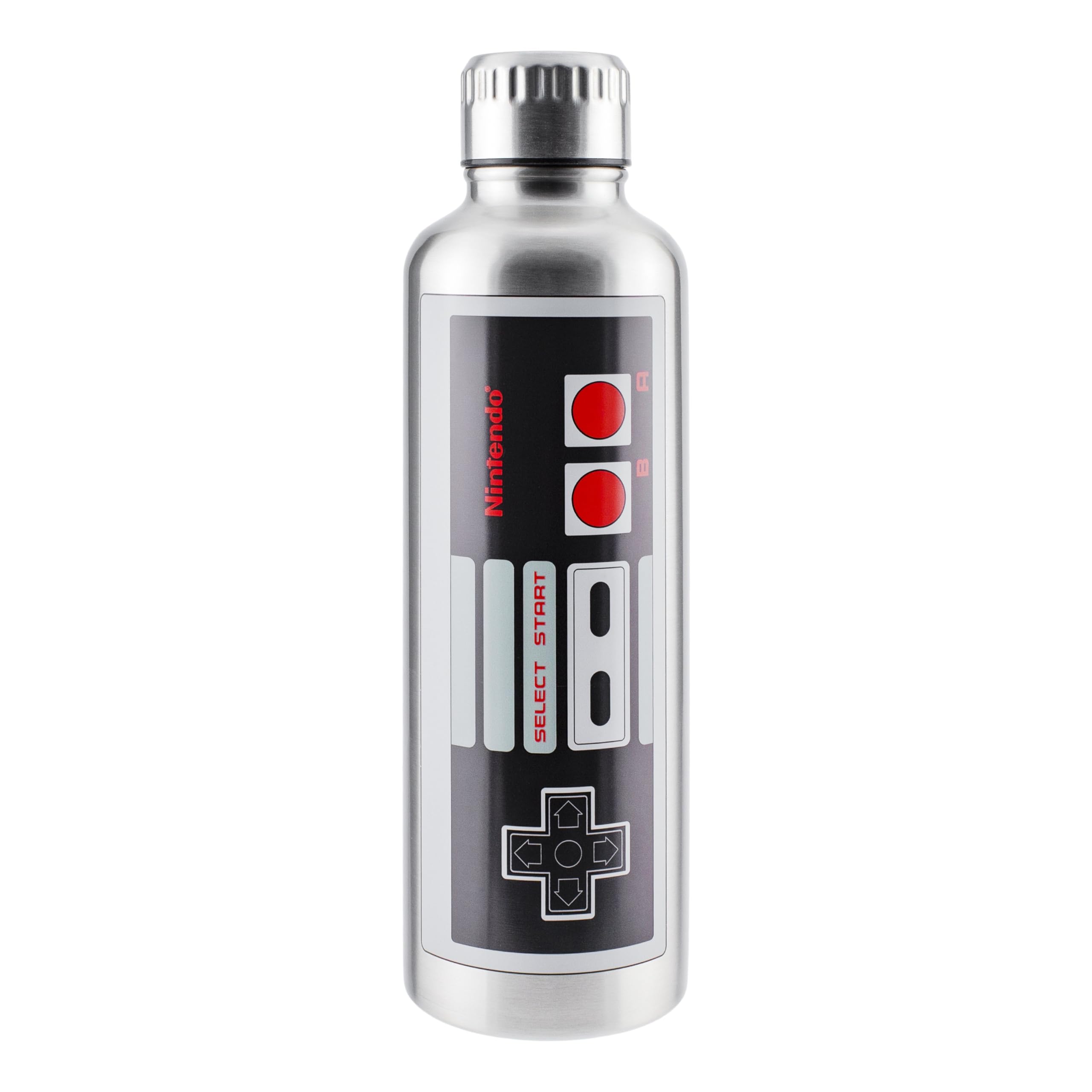 Paladone NES Nintendo Metal Water Bottle - Officially Licensed Retro Gaming Gift, Stainless Steel for Hot and Cold Beverages 400ml