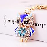 Grtdrm Cute Owl Shape Crystal Rhinestone Sparkling Keychain Bag Pendant Handbag Charm for Women Girls