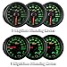 MaxTow Double Vision 10,000 RPM Tachometer Gauge - for 1-10 Cylinder Gas Powered Engines - Black Gauge Face - Green LED Illuminated Dial - Analog & Digital Readouts - 2-1/16
