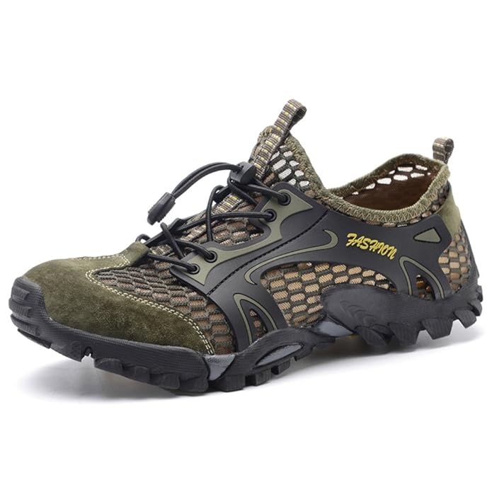 ailishabroy Sommer Outdoor Trekking Schuh Breathable Leder und Mesh Wanderschuhe Herren