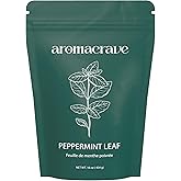 AROMACRAVE Peppermint Leaf Cut & Sifted – 100% Natural Dried Peppermint Leaves – Herbal Tea – Caffeine-Free, Aromatic – Zip-L