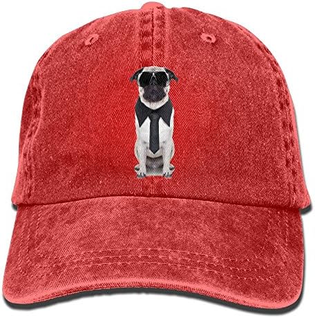 Cool Looking Dog Tie and Big Fancy Black Sunglasses Funny Canine Anima Simple Cowboy Hat Chapeau Red
