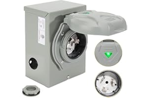 TIPHOPE 50A Generator Power Inlet Box with Pre Punched Detachable Knockouts NEMA SS2-50P Outdoor Generator Transfer Switch wi