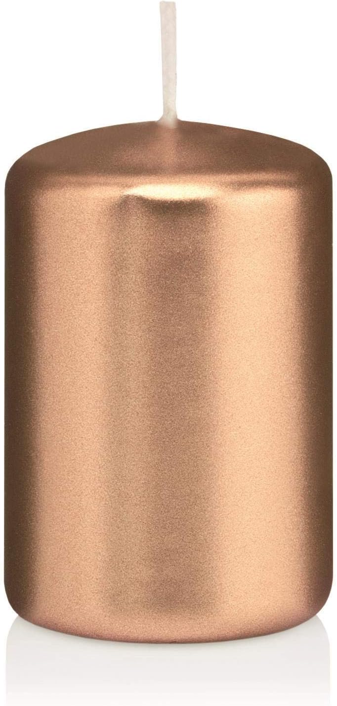 16 Pillar Candles Cello 80/60 mm (Rose Gold Metallic)