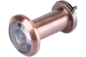Door Viewer Security Peek Peephole Optical Glass 200 Degree Wide Angle with Privacy Cover (Red Bronze)