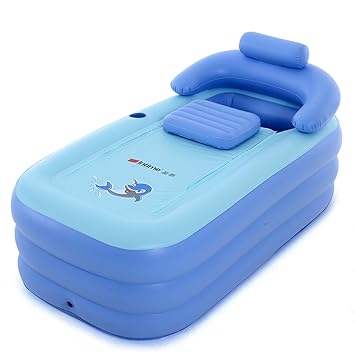 Intime Faltbares Schlauchboot Dick Warm Erwachsene Badewanne Kinder Aufblasbares Becken, Blau