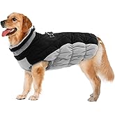 Lelepet Dog Coat Warm Dog Winter Coat Waterproof Dogs Jacket with Harness Built in Reflective Pet Fleece Vest Zip-Up Cold Weather Coats for Large Dogs Turtleneck & Windproof Coats Pitbull Black 2XL