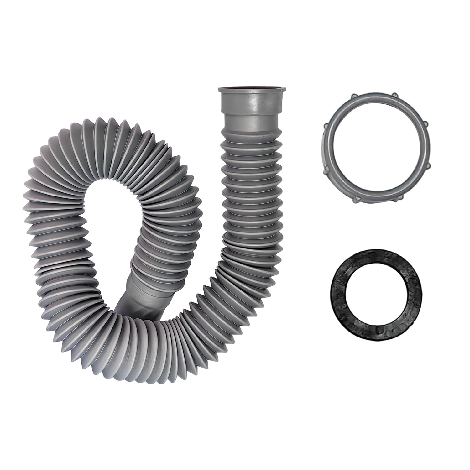 Qrity Flexible Sink Waste Pipe, Extensible 370mm to 700mm, Female Thread Inner Diameter 45mm, Bathroom Sink Plumbing Parts