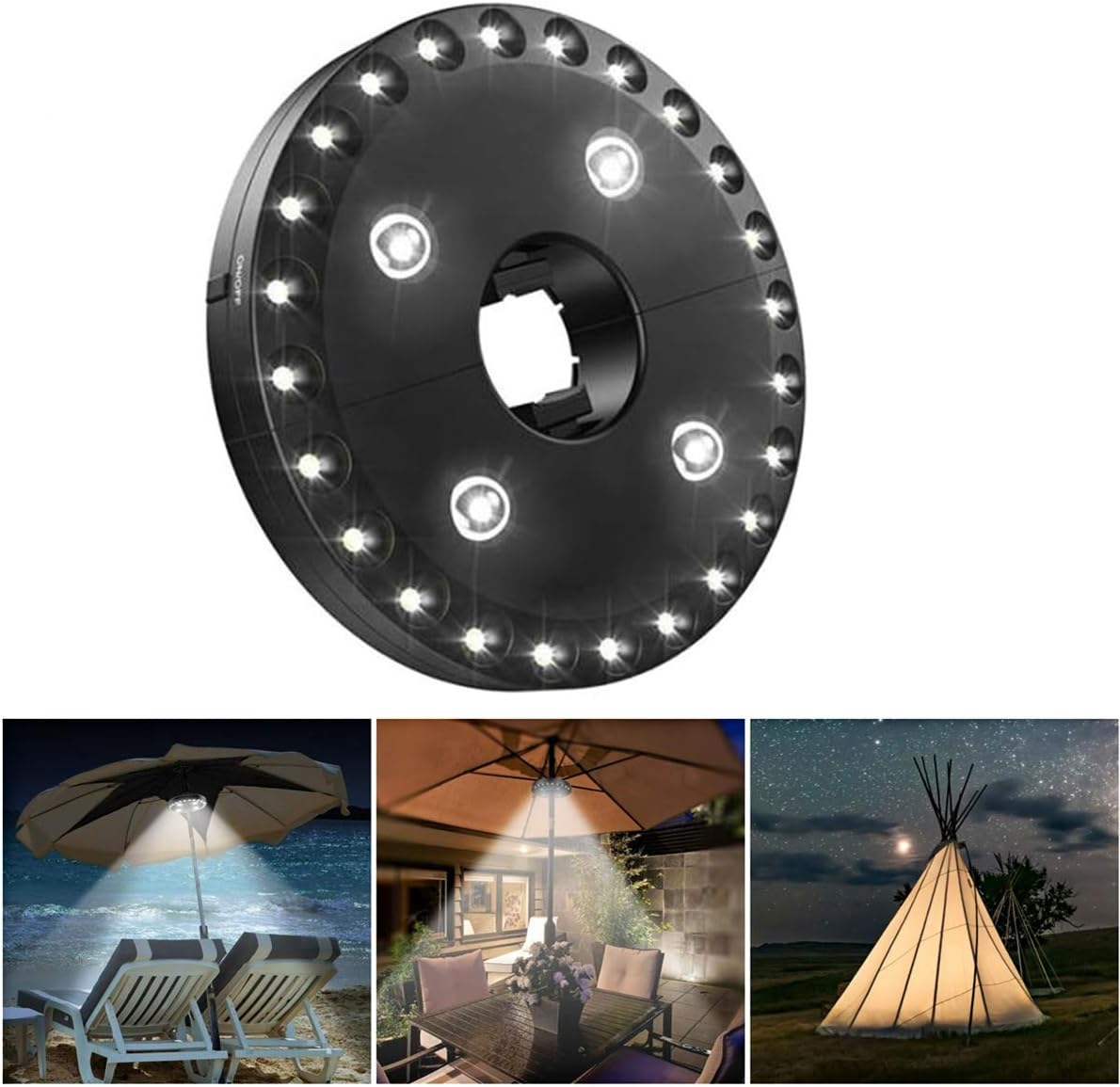 Umbrella Light, 4 AA Battery Operated Patio Umbrella Lights with