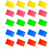 20PCS Small Flags on Sticks 5x8 Inch Solid Color Blank Hand Held Small Miniature Plain Flags for DIY Graffiti Blank Sublimation Flag Red Yellow Blue Green Pink