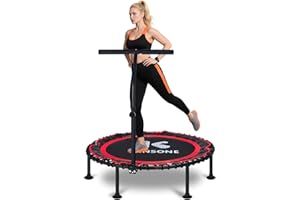 K KENSONE 40/48" Foldable Rebounder Trampoline for Adults with Bungee, 450/550 LBS Quiet Indoor Mini Trampoline for Adults Fitness, Gym Workout, Home Exercise