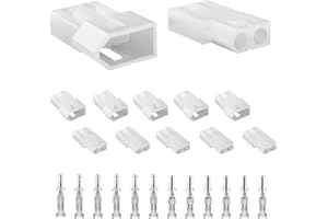 JRready ST6415 Standard.093 Pin and Socket Connectors 2 Circuits (6 Matched Sets), 14-20 AWG, Compatible with Molex Standard.093 2 Pin Male& Female Connector, 5.03 mm Pitch, Free Hanging