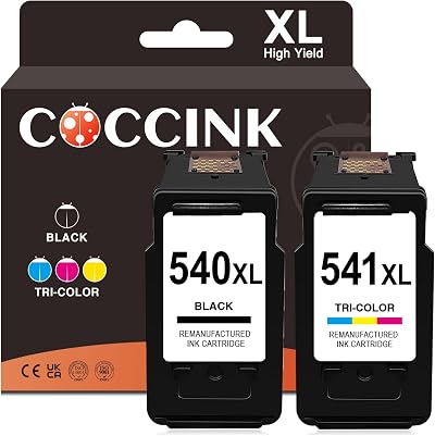 COCCINK 540XL 541XL Combo for Canon Pixma MG MG3650S TS5150 MX475 MX535 Black