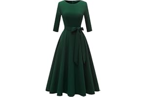 DRESSTELLS Cocktail Dress for Women, Vintage Modest Wedding Guest 3/4 Sleeves Fall Dresses 2024, Formal Church Dress