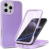 CoozCase for iPhone 16 Pro Max Case with Built-in Screen Protector & Full Body Protective,for Apple iPhone 16 Pro Max Phone Cases for Men Women Girl-Light Purple