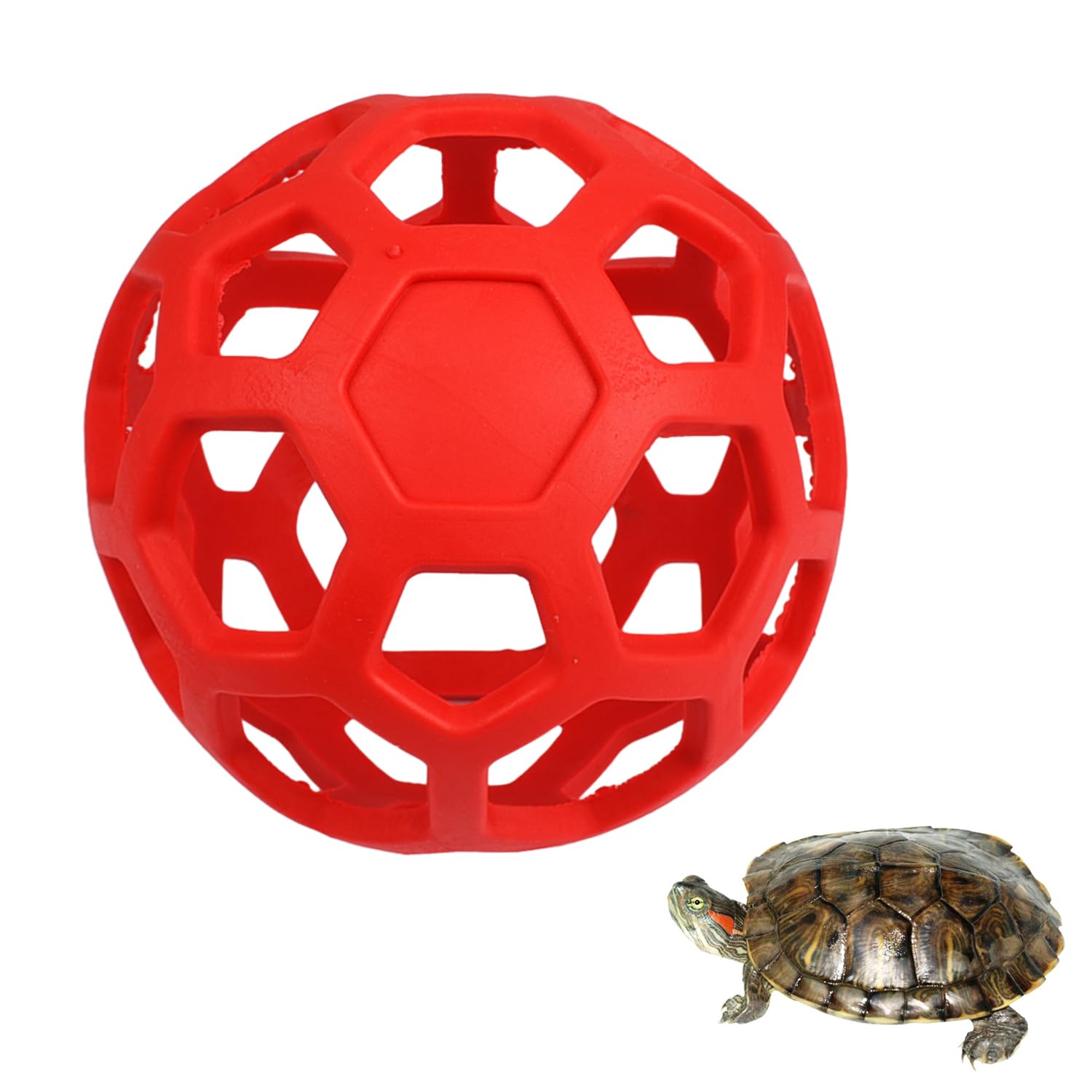 AOVNA Tortoise Treat Ball Feeder - Hollow Ball Fruit & Vegetable Feeder Holder for Turtle, Horse, Rabbit (Red)
