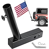 DenForste Hitch Flag Pole Holder, Flagpole Hitch Mount Universal, Angled Flag Pole Holder, Fit for 2 inch Hitch Receiver, Compatible with Trailer Truck Jeep RV Pickup