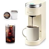 CHULUX Compact Single Cup Coffee Maker for K Cup Pod, Auto Shut-Off, Cream | Fast-Heating Boiler System, 4-Hole Needle for Richer Flavor, Adjustable Drip Tray for 7.3" Travel Mug, Food Grade Material