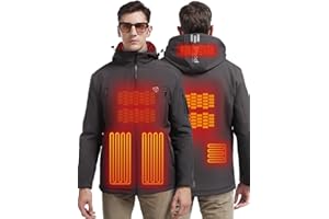 IHOOD Men's Heated Jacket with Detachable Hood, Waterproof Winter Outdoor Heating Jackets for Men (Battery Pack Included)