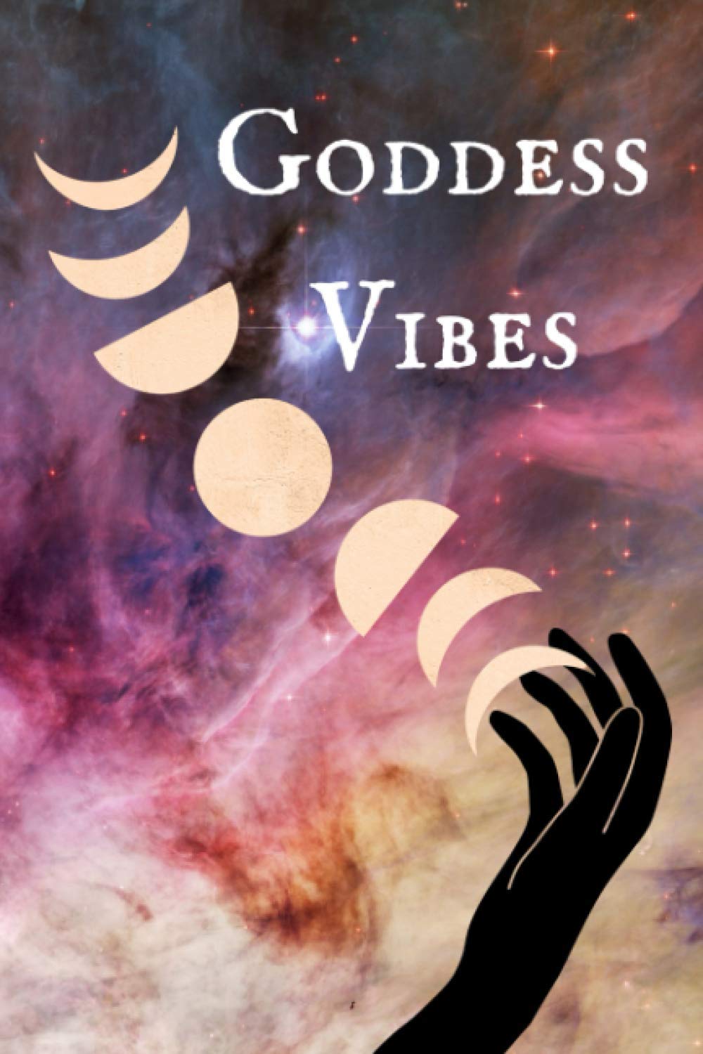 Goddess Vibes Journal: Unruled Blank Notebook & Journal with Star Motif on each Page - 120 Pages - 6 x 9" Notebook - Starry Universe Black + Red - Spiritual Female Goddess Gifts