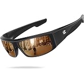 suoso Polarized Sports Sunglasses for Men Wrap Design for Fishing | HD polarized Reduces Glare TAC Lens UV400 Protection Non-slip Temples Fit for Running Golf Driving TR90, Case &amp; Pouchrized