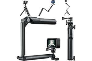 ADAPTOM TELESIN Flexible Selfie Stick Tripod with Phone Holder, Multiple Way Pivot Arm Stabilizer Extension Pole Monopod Handler Grip for GoPro Max Go Pro Mini Hero 12 11 10 9 8 Insta360 X3 GO3 DJI Action 3 4