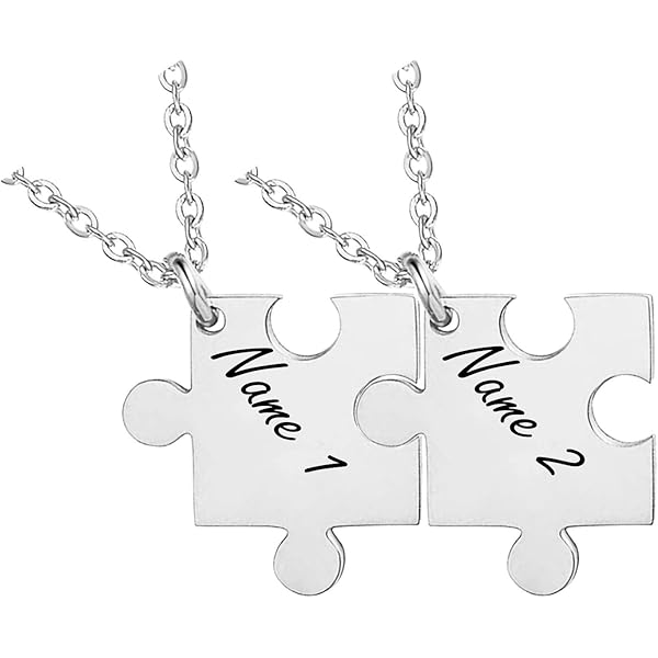 MZZJ Personalized 9 Puzzle Piece BFF Friendship Necklace Set