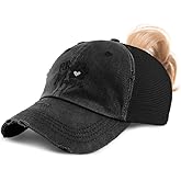 Speedy Pros Ponytail Cap Women's Baseball Cap Embroidered Fur Mama Pawprint Black Embroidery Cotton