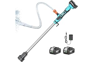 SEESII Cordless Stick Water Transfer Pump, with Dual 4000mAh Batteries & Charger, 720GPH, 32FT Head, Handheld Portable Utility Sump Pump Kit with 3/4" Outlet for Pool/Garden/Pond/RV/Boat Draining