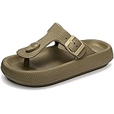 FUNKYMONKEY Thong Sandals Adjustable Buckle EVA Thick-Soled Flip Flops for Women and Men