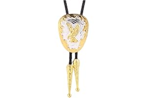 HUABOLA CALYN Bolo Tie for Men- Native American Western Cowboy Golden Longhorn Bull Flying Eagle Bolo tie