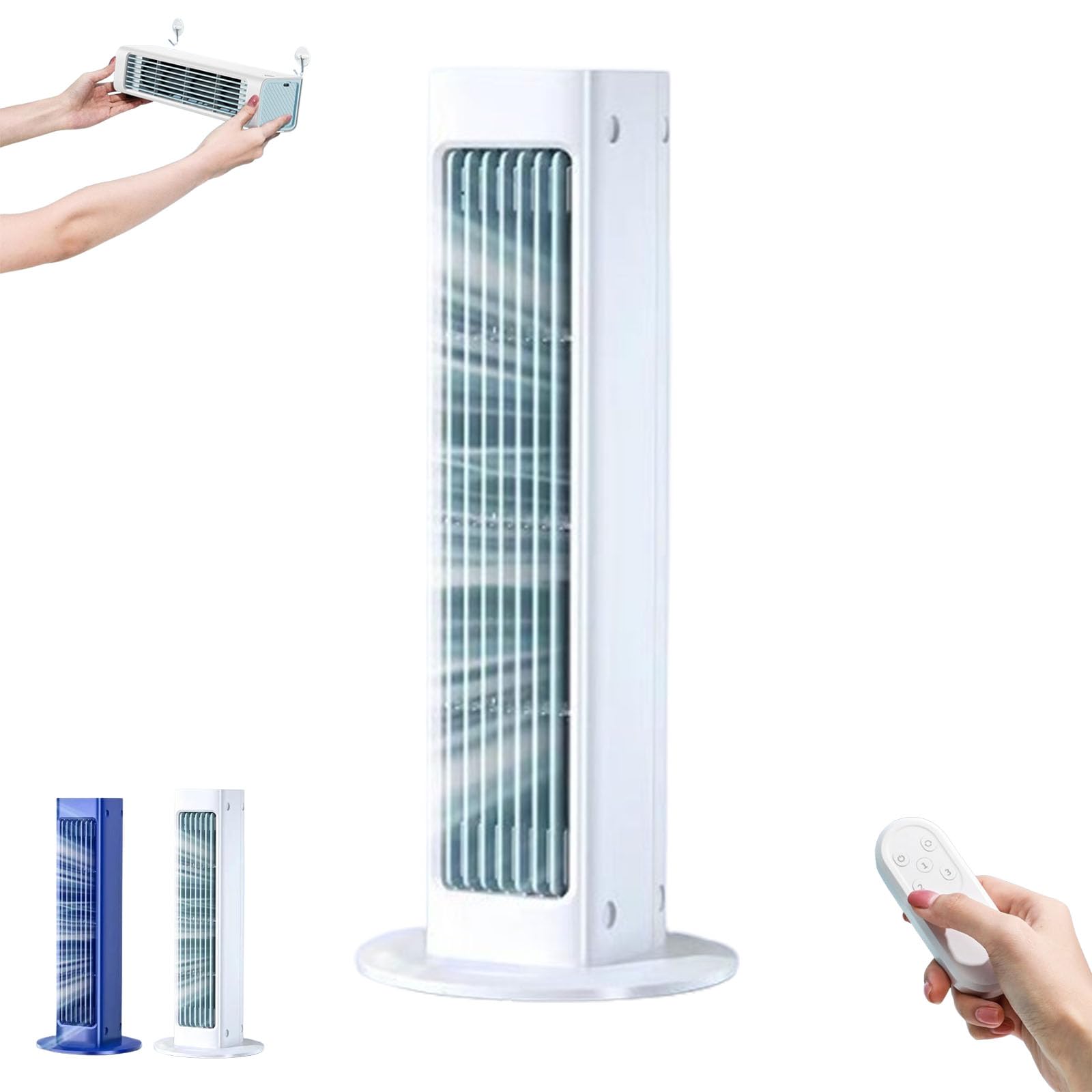 Breezamax, Breezamax Ac , Breezamax Portable Ac, Qinux Breezamax, Beat the Scorching Heat & Humidity — Instantly, Portable Air Conditioning Fan Desktop Shaking Head (White, Charging type + controller)