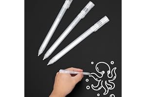 SMOOTHERPRO White Gel Pen 3 Pcs White Ink Pen Set 0.8mm Point Gel Pens for Black Paper Art Drawing Journaling Writing Sketchi