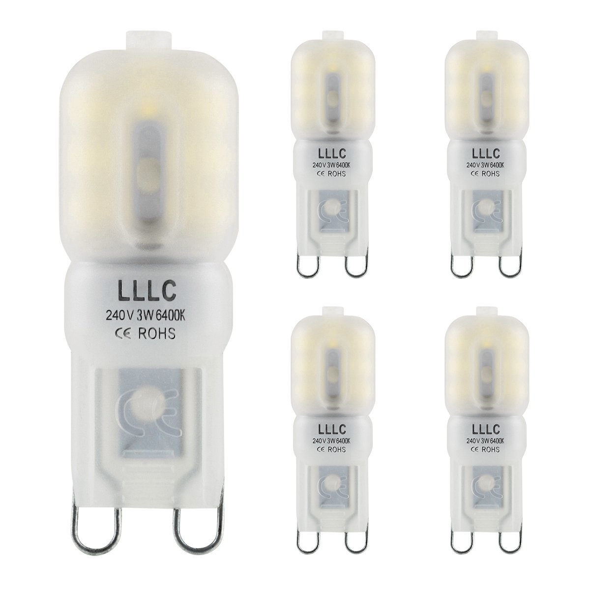 Long Life Lamp Company 5 x G9 LED Bulbs 3w Cool White Equivalent 30w 240v with Frosted Cover